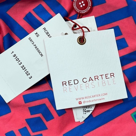 Red Carter NWT Passion Classic Hipster Bikini Bottom Reversible Red Blue XS - Picture 6 of 12